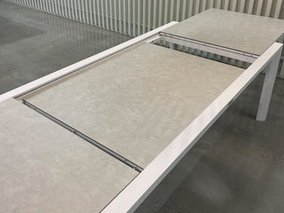 Adele Ceramic Extension Table & Verde  Chairs | Outdoor Dining Setting in White / Light Grey_2