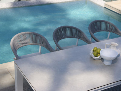 Adele Ceramic Table & Nivala Chairs | Outdoor Dining Setting in White / Light Grey / Frost Grey / 9pc 220cm_7