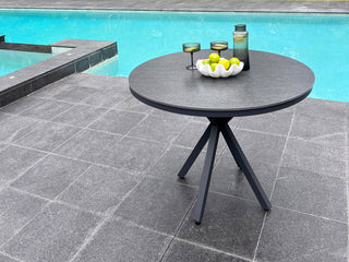 Adele Ceramic Round Table & Bailey Chairs | Outdoor Dining Setting in Charcoal / Dark Grey / 5pc 100cm_4