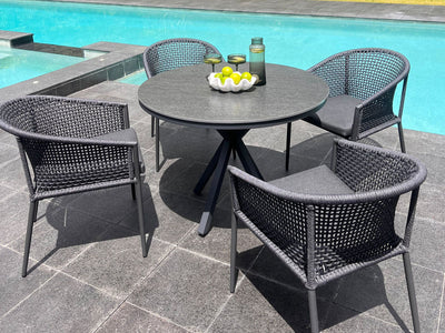 Adele Ceramic Round Outdoor Dining Table in Charcoal / Dark Grey / 100cm 2.