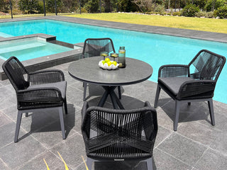 Adele Ceramic Round Outdoor Dining Table in Charcoal / Dark Grey / 100cm 1