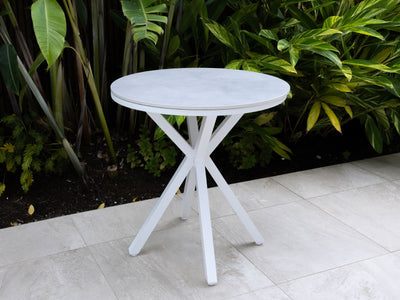 Adele Ceramic Round Outdoor Dining Table in White / Light Grey / 72cm