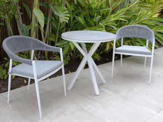 Adele Ceramic Round Table & Nivala Chairs | Outdoor Dining Setting in White / Light Grey / Frost Grey / 3pc 72cm_1