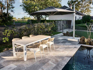 Adele Ceramic Table & Nivala Chairs | Outdoor Dining Setting in White / Travertino / Biscuit / 9pc 220cm_3