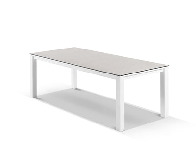 Adele Ceramic Outdoor Dining Table in White / Light Grey / 220x95cm