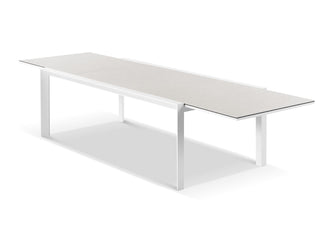 Adele Ceramic Extension Table & Verde  Chairs | Outdoor Dining Setting in White / Light Grey_3