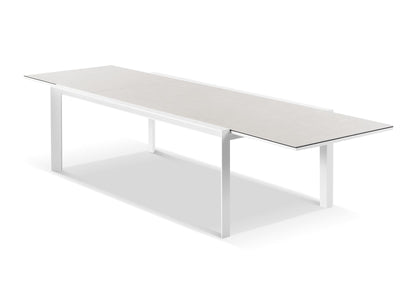 Adele Ceramic Extension Table & Nivala Chairs | Outdoor Dining Setting in White / Light Grey / Frost Grey_5