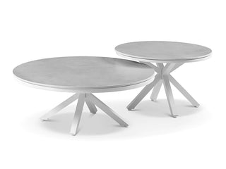 Adele Ceramic Round Outdoor Coffee Table in White / Light Grey / 100cm 1