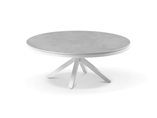 Adele Ceramic Round Outdoor Coffee Table in White / Light Grey / 100cm
