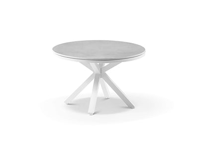 Adele Ceramic Round Outdoor Coffee Table in White / Light Grey / 72cm