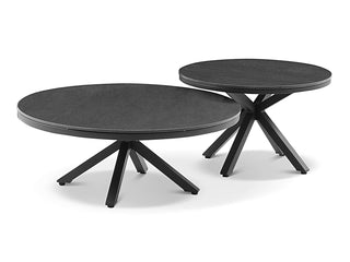 Adele Ceramic Round Outdoor Coffee Table in Charcoal / Dark Grey / 100cm 1