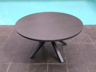 Adele Ceramic Round Table & Nivala Chairs | Outdoor Dining Setting in Charcoal / Dark Grey / Black / 9pc 160cm_2