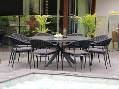 Adele Ceramic Round Outdoor Dining Table in Charcoal / Dark Grey / 160cm 2.