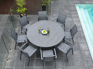 Adele Ceramic Round Outdoor Dining Table in Charcoal / Dark Grey / 160cm 3.