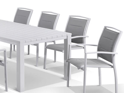 Adele Table & Verde Chairs | Outdoor Dining Setting in White / 9pc 220cm_5