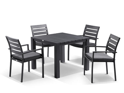 Adele Table & Twain Chairs | Outdoor Dining Setting in Charcoal / 5pc 95cm_1