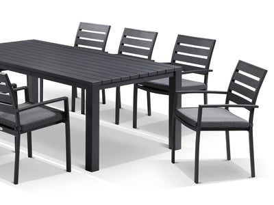 Adele Table & Twain Chairs | Outdoor Dining Setting in Charcoal / 9pc 220cm_3