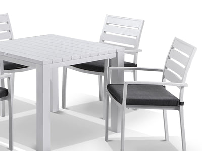 Adele Table & Twain Chairs | Outdoor Dining Setting in White / 5pc 95cm_3