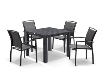 Adele Table & Verde Chairs | Outdoor Dining Setting in Charcoal / 5pc 95cm_1