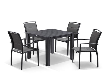 Adele Table & Verde Chairs | Outdoor Dining Setting in Charcoal / 5pc 95cm_1