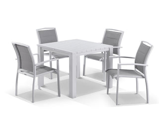 Adele Table & Verde Chairs | Outdoor Dining Setting in White / 5pc 95cm_5