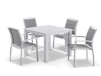 Adele Table & Verde Chairs | Outdoor Dining Setting in White / 5pc 95cm_5