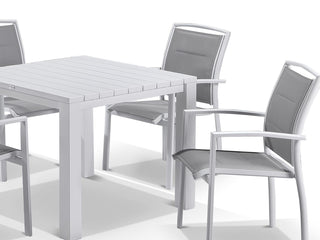 Adele Table & Verde Chairs | Outdoor Dining Setting in White / 5pc 95cm_6