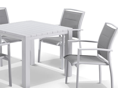 Adele Table & Verde Chairs | Outdoor Dining Setting in White / 5pc 95cm_6