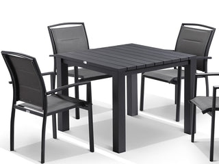 Adele Table & Verde Chairs | Outdoor Dining Setting in Charcoal / 5pc 95cm_2