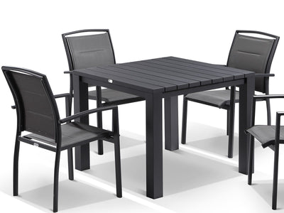 Adele Table & Verde Chairs | Outdoor Dining Setting in Charcoal / 5pc 95cm_2