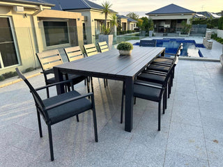 Adele Table & Twain Chairs | Outdoor Dining Setting in Charcoal / 11pc 280cm_5