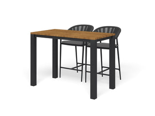 Adele Teak Table & Nivala Chairs | Outdoor Bar Setting in Charcoal / Black / 3pc 140x63cm_1