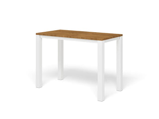 Adele Teak Table & Nivala Chairs | Outdoor Bar Setting in White / Frost Grey / 3pc 140x63cm_4
