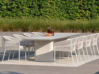 Amorelli Outdoor Dining Table in White / Travertine 2