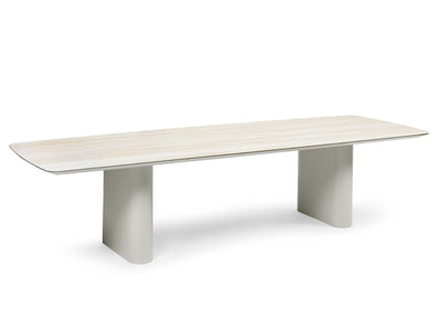 Amorelli Outdoor Dining Table in White / Travertine 3