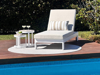 Chester Stripe Outdoor Bolster Cushion in Taupe 5.