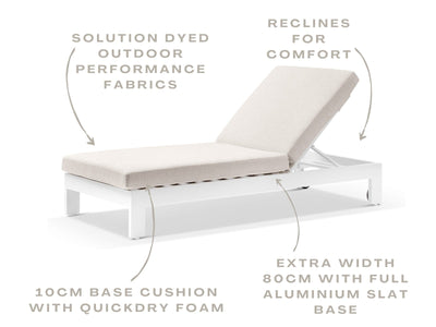 Anjuna Outdoor Sunlounge in White / Pebble 2.