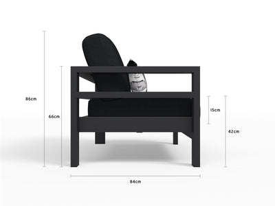 Aspen Single Arm Outdoor Modular Lounge in Charcoal / Sooty / Left 3