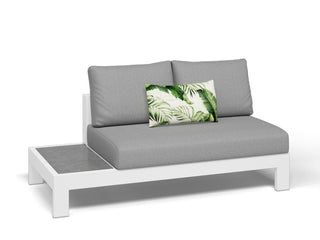 Aspen Ceramic Platform Outdoor Lounge in White / Grey Chine / 2 Seater / Right