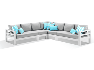Aspen Modular | Outdoor Lounge Setting in White / Grey Chine / 7 Seater / Without Coffee Table_1