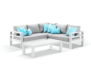 Aspen Modular | Outdoor Lounge Setting in White / Grey Chine / 5 Seater / Adele 140x63cm_1