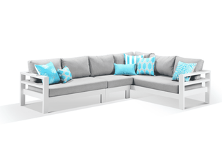 Aspen Modular | Outdoor Lounge Setting in White / Grey Chine / 6 Seater / Without Coffee Table_1