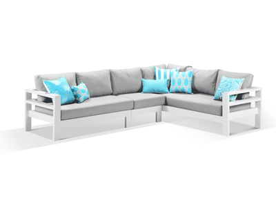 Aspen Modular | Outdoor Lounge Setting in White / Grey Chine / 6 Seater / Without Coffee Table_1