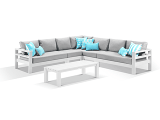 Aspen Modular | Outdoor Lounge Setting in White / Grey Chine / 7 Seater / Adele 140x63cm_1