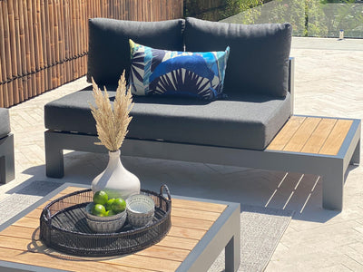 Aspen Teak Platform | Outdoor Lounge Setting in Charcoal / Sooty / Dark Grey / 5 Seater 2LH-3RH / Aspen Corner Table_16