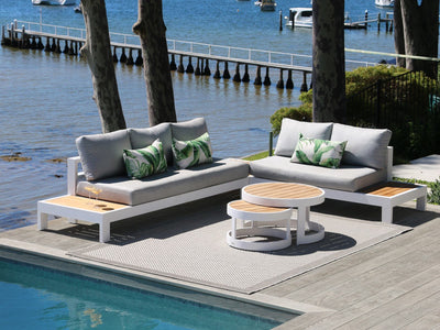 Aspen Teak Platform | Outdoor Lounge Setting in White / Light Grey / Grey Chine / 5 Seater 2LH-3RH / Aspen Coffee Table Set_17