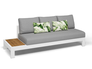 Aspen Teak Platform | Outdoor Lounge Setting in White / Light Grey / Grey Chine / 5 Seater 2LH-3RH / Aspen Corner Table_6