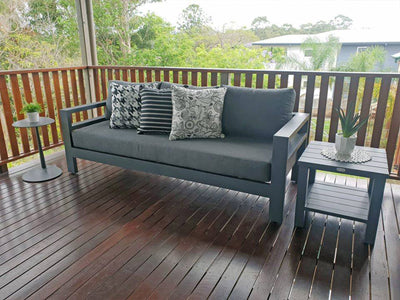 Aspen Outdoor Lounge in Charcoal / Sooty / 3 Seater - back view.