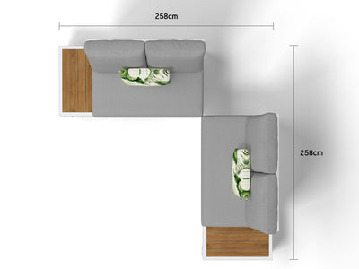 Aspen Teak Platform | Outdoor Lounge Setting in White / Light Grey / Grey Chine / 4 Seater 2LH-2RH / Without Coffee Table_8