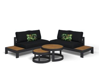 Aspen Teak Platform | Outdoor Lounge Setting in Charcoal / Sooty / Dark Grey / 4 Seater 2LH-2RH / Aspen Coffee Table Set_1